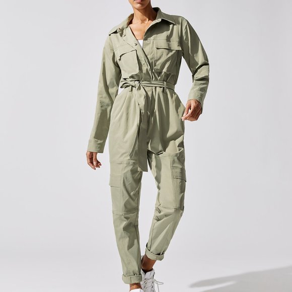 Carbon 38 Stretch Cargo Jumpsuit- Army Green - Picture 2 of 6